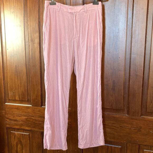 Juicy Couture Black Label Dusty Rose Pink Velour Straight Trousers Pants Sz 10 - Picture 1 of 13